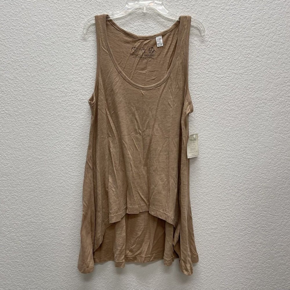 New Threads for Thought Womens Large Tank Top Tan Dolce Cotton Modal High Low